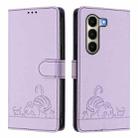 For Itel A95 5G Cat Rat Embossed Pattern RFID Leather Phone Case with Lanyard(Purple) - 2