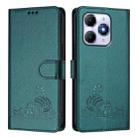 For Itel A90 Cat Rat Embossed Pattern RFID Leather Phone Case with Lanyard(Peacock Green) - 2