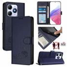For Itel A90 Cat Rat Embossed Pattern RFID Leather Phone Case with Lanyard(Blue) - 1