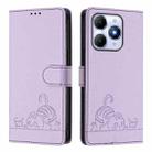 For Itel A90 Cat Rat Embossed Pattern RFID Leather Phone Case with Lanyard(Purple) - 2
