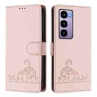 For Itel City 100 Cat Rat Embossed Pattern RFID Leather Phone Case with Lanyard(Pink) - 2