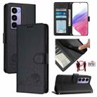 For Itel City 100 Cat Rat Embossed Pattern RFID Leather Phone Case with Lanyard(Black) - 1