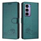 For Itel City 100 Cat Rat Embossed Pattern RFID Leather Phone Case with Lanyard(Peacock Green) - 2