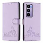 For Itel City 100 Cat Rat Embossed Pattern RFID Leather Phone Case with Lanyard(Purple) - 2