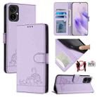 For Tecno Camon 19 NEO Cat Rat Embossed Pattern RFID Leather Phone Case with Lanyard(Purple) - 1