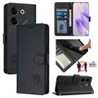 For Tecno Camon 20 / 20 Pro 4G Cat Rat Embossed Pattern RFID Leather Phone Case with Lanyard(Black) - 1