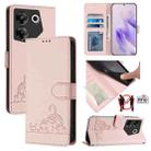 For Tecno Camon 20 Pro 5G Cat Rat Embossed Pattern RFID Leather Phone Case with Lanyard(Pink) - 1