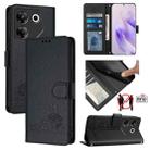 For Tecno Camon 20 Pro 5G Cat Rat Embossed Pattern RFID Leather Phone Case with Lanyard(Black) - 1