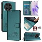 For Tecno Camon 30 5G CL7 Cat Rat Embossed Pattern RFID Leather Phone Case with Lanyard(Peacock Green) - 1