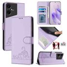 For Tecno Pova Neo 3 Cat Rat Embossed Pattern RFID Leather Phone Case with Lanyard(Purple) - 1