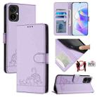 For Tecno Spark 9 Pro / 9T Cat Rat Embossed Pattern RFID Leather Phone Case with Lanyard(Purple) - 1