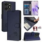 For Tecno Spark GO 2024 Cat Rat Embossed Pattern RFID Leather Phone Case with Lanyard(Blue) - 1