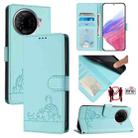 For Tecno Camon 30 Pro 5G Cat Rat Embossed Pattern RFID Leather Phone Case with Lanyard(Mint Green) - 1