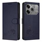 For Tecno Pova 6 Neo Cat Rat Embossed Pattern RFID Leather Phone Case with Lanyard(Blue) - 2