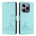 For Tecno Spark 20 Pro 5G Cat Rat Embossed Pattern RFID Leather Phone Case with Lanyard(Mint Green) - 2