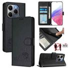 For Tecno Spark 20 Pro 5G Cat Rat Embossed Pattern RFID Leather Phone Case with Lanyard(Black) - 1