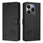 For Tecno Spark 20 Pro 5G Cat Rat Embossed Pattern RFID Leather Phone Case with Lanyard(Black) - 2