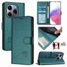 For Tecno Spark 20 Pro 5G Cat Rat Embossed Pattern RFID Leather Phone Case with Lanyard(Peacock Green) - 1