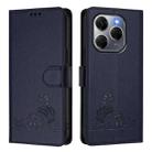 For Tecno Spark 20 Pro 5G Cat Rat Embossed Pattern RFID Leather Phone Case with Lanyard(Blue) - 2