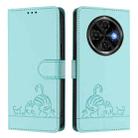 For Tecno Spark 30C Cat Rat Embossed Pattern RFID Leather Phone Case with Lanyard(Mint Green) - 2