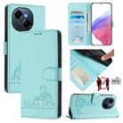 For Tecno Spark Go 1 Cat Rat Embossed Pattern RFID Leather Phone Case with Lanyard(Mint Green) - 1