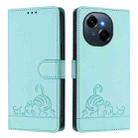 For Tecno Spark Go 1 Cat Rat Embossed Pattern RFID Leather Phone Case with Lanyard(Mint Green) - 2