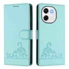 For Tecno Spark 30 5G Cat Rat Embossed Pattern RFID Leather Phone Case with Lanyard(Mint Green) - 2