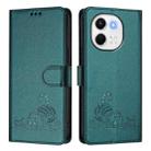 For Tecno Spark 30 5G Cat Rat Embossed Pattern RFID Leather Phone Case with Lanyard(Peacock Green) - 2