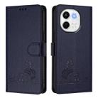 For Tecno Spark 30 5G Cat Rat Embossed Pattern RFID Leather Phone Case with Lanyard(Blue) - 1