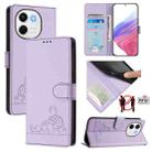 For Tecno Spark 30 5G Cat Rat Embossed Pattern RFID Leather Phone Case with Lanyard(Purple) - 1