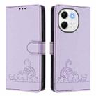 For Tecno Spark 30 5G Cat Rat Embossed Pattern RFID Leather Phone Case with Lanyard(Purple) - 2