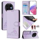 For Tecno Spark 30C 5G / Pop 9 5G Cat Rat Embossed Pattern RFID Leather Phone Case with Lanyard(Purple) - 1