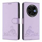 For Tecno Spark 30C 5G / Pop 9 5G Cat Rat Embossed Pattern RFID Leather Phone Case with Lanyard(Purple) - 2