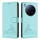 For Tecno Camon 40 Premier Cat Rat Embossed Pattern RFID Leather Phone Case with Lanyard(Mint Green) - 2
