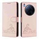 For Tecno Camon 40 Premier Cat Rat Embossed Pattern RFID Leather Phone Case with Lanyard(Pink) - 2