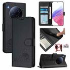 For Tecno Camon 40 Premier Cat Rat Embossed Pattern RFID Leather Phone Case with Lanyard(Black) - 1