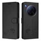 For Tecno Camon 40 Premier Cat Rat Embossed Pattern RFID Leather Phone Case with Lanyard(Black) - 2