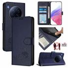 For Tecno Camon 40 Premier Cat Rat Embossed Pattern RFID Leather Phone Case with Lanyard(Blue) - 1