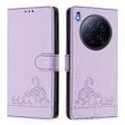 For Tecno Camon 40 Premier Cat Rat Embossed Pattern RFID Leather Phone Case with Lanyard(Purple) - 2
