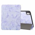 For iPad Air 11 2024 Three-fold Marble Texture Protective Tablet Case with Pen Slot(Purple) - 1