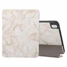 For iPad Air 11 2024 Three-fold Marble Texture Protective Tablet Case with Pen Slot(Smoky Gray) - 1