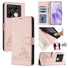 For Infinix Note 40 Pro 4G X6850 Cat Rat Embossed Pattern RFID Leather Phone Case with Lanyard(Pink) - 1