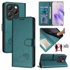 For Infinix Hot 40 / 40 Pro Cat Rat Embossed Pattern RFID Leather Phone Case with Lanyard(Peacock Green) - 1