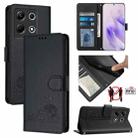 For Infinix Note 30 4G X6833B Cat Rat Embossed Pattern RFID Leather Phone Case with Lanyard(Black) - 1