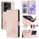 For Infinix Note 30 VIP Cat Rat Embossed Pattern RFID Leather Phone Case with Lanyard(Pink) - 1