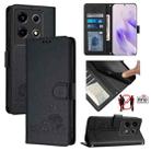For Infinix Note 30 VIP Cat Rat Embossed Pattern RFID Leather Phone Case with Lanyard(Black) - 1