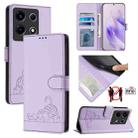 For Infinix Note 30 VIP Cat Rat Embossed Pattern RFID Leather Phone Case with Lanyard(Purple) - 1