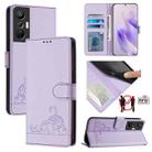 For Infinix Hot 20S / 20 Pro Cat Rat Embossed Pattern RFID Leather Phone Case with Lanyard(Purple) - 1