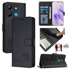 For Infinix Smart 7 X6515 Cat Rat Embossed Pattern RFID Leather Phone Case with Lanyard(Black) - 1