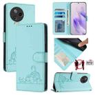 For Infinix Note 12 2023 Cat Rat Embossed Pattern RFID Leather Phone Case with Lanyard(Mint Green) - 1